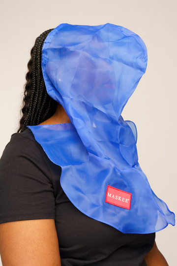 maskee limited edition blue and red patch side view in use